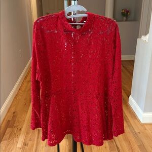 NWT Lane Bryant Vibrant Red Lace Blouse
